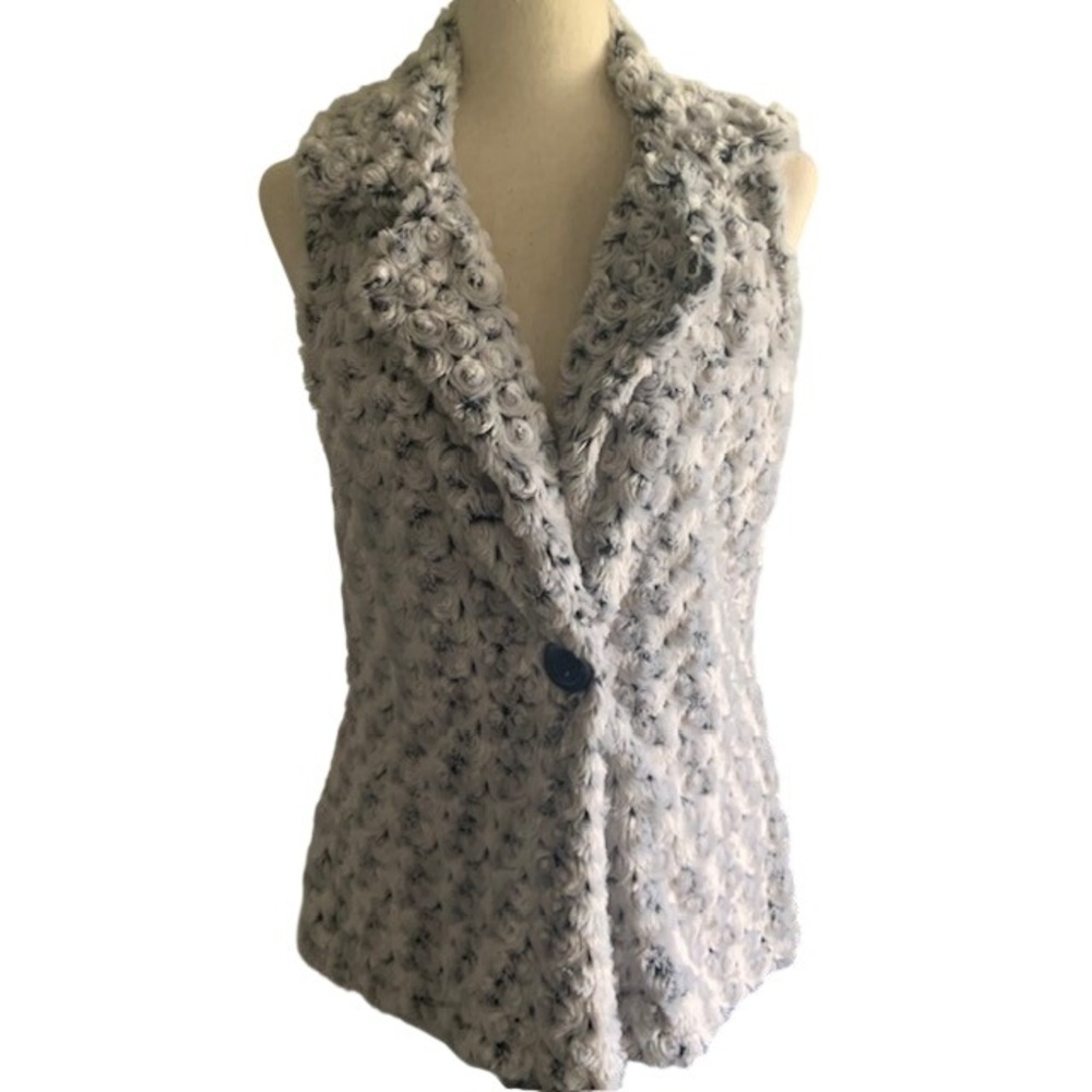 Vine‎ Street Faux Fur Vest M Made in USA Shag Gilet Cozy Boho Luxe Mob Wife